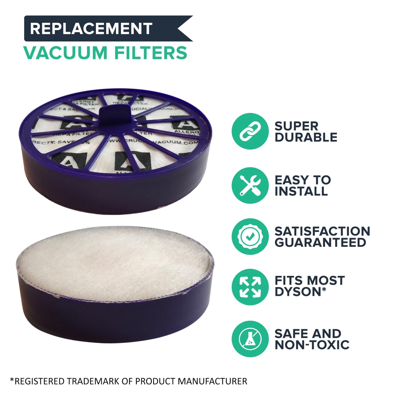 Replacement Post-Motor HEPA Style Filter & Seal Kit, Fits Dyson DC07 & DC14, Compatible With Part 901420-02 & 10-2314-04 4 Replacement Post-Motor HEPA Style Filter & Seal Kit, Fits Dyson DC07 & DC14, Compatible With Part 901420-02 & 10-2314-04 - Image 2